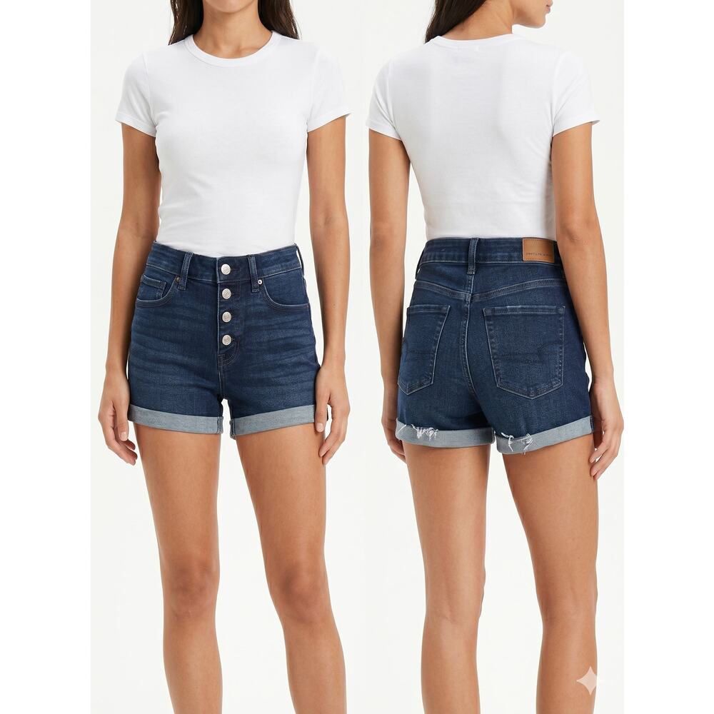 American Eagle The Dream Short Womens Size 6 Blue Denim Button Fly Shorts - Picture 8 of 9